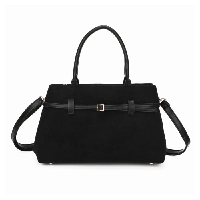 The Bella Buckle Vegan Suede - Midnight Black