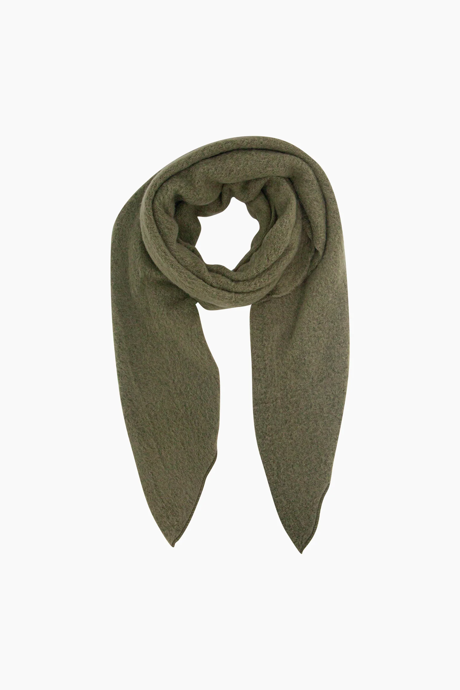 Moss Green Asymmetric Winter Scarf - Image 5