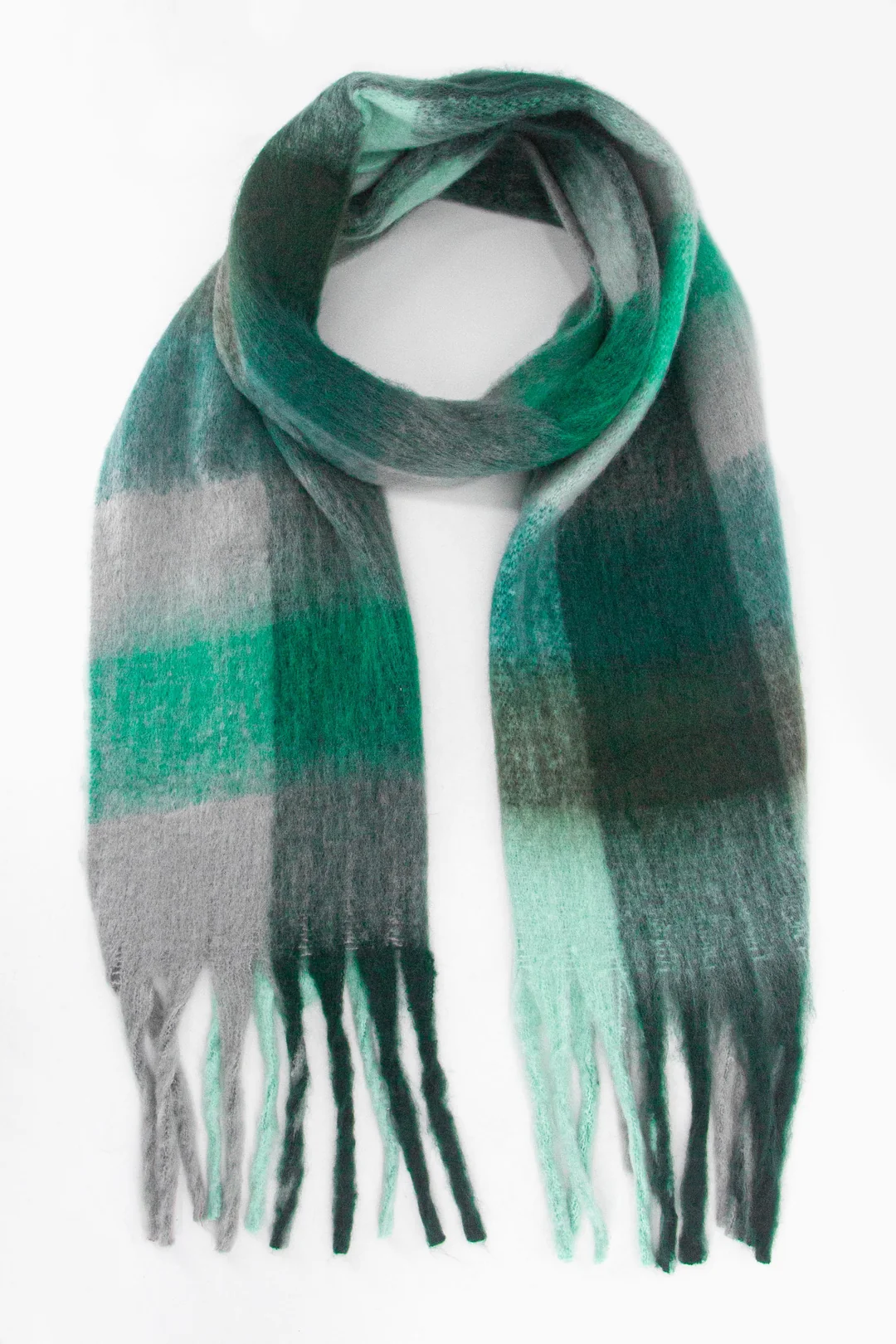 Allie Luxury Teal Colour Block Scarf - Image 4